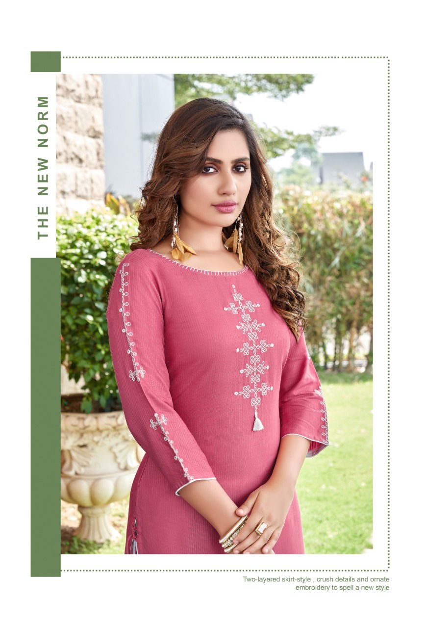 Wooglee Sakshi  Fancy Festive Wear Heavy Rayon Embroidery And  Handwork Designer Rayon Kurtis Collection 